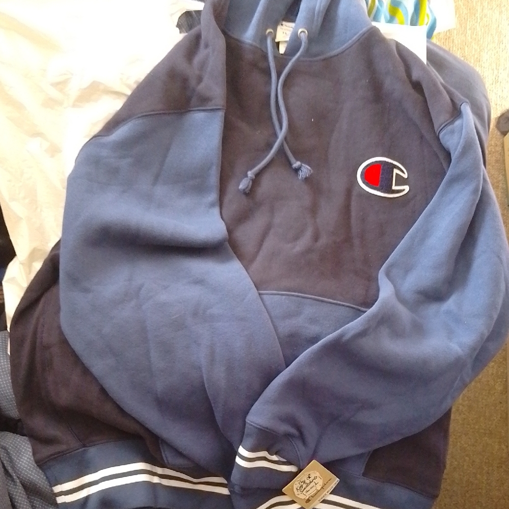 Men's Nwt Champion Two-Tone Blue Hoodie 3XL Big And Tall